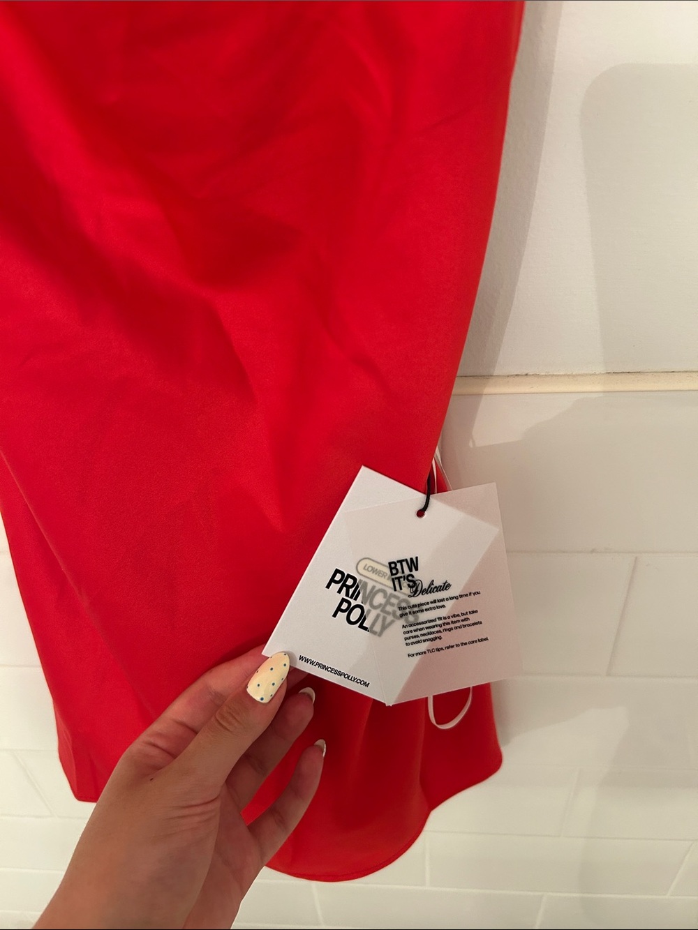 Princess Polly Red Spaghetti-Strap Cowl Neck Mini Dress - Picture 3 of 4